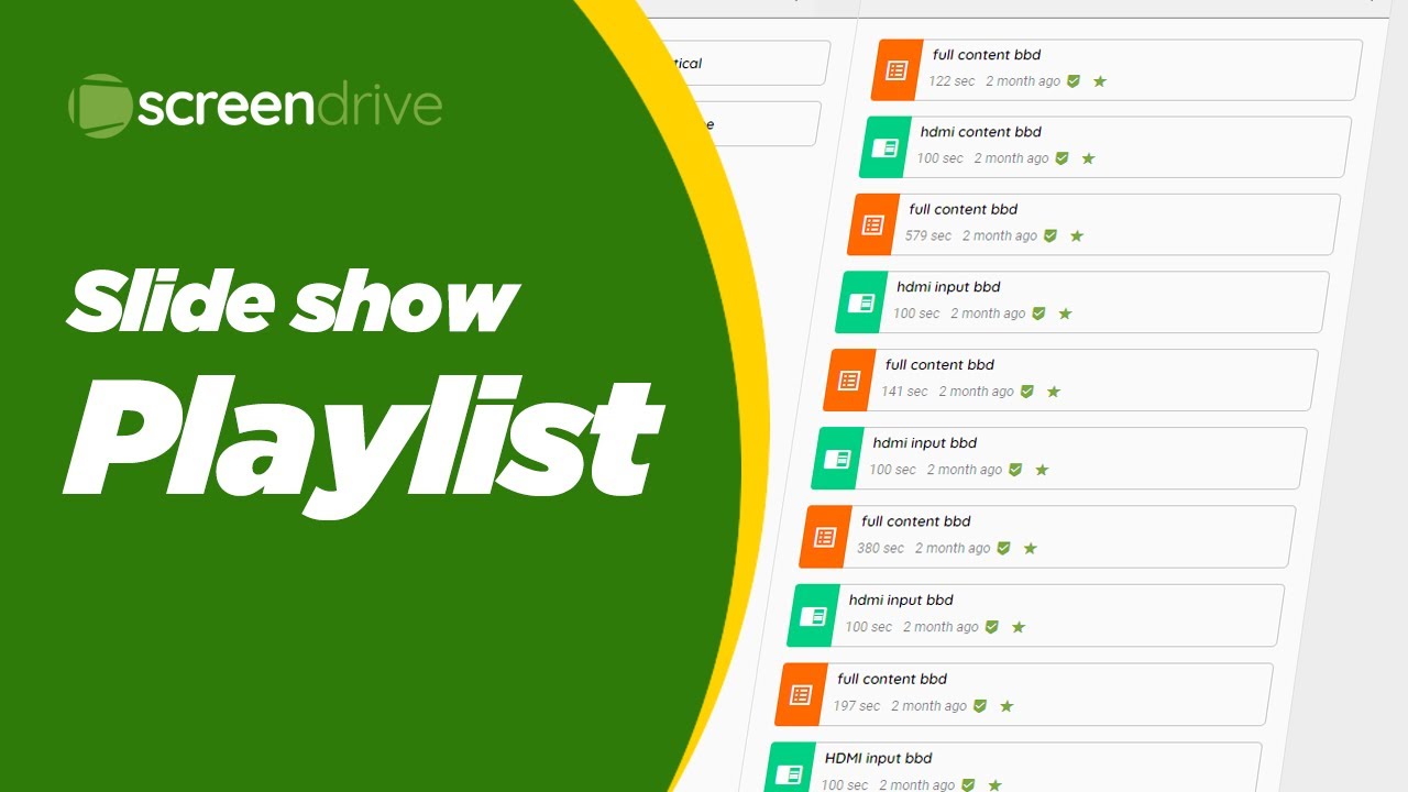 Slideshow playlist  in screendrive dashboard